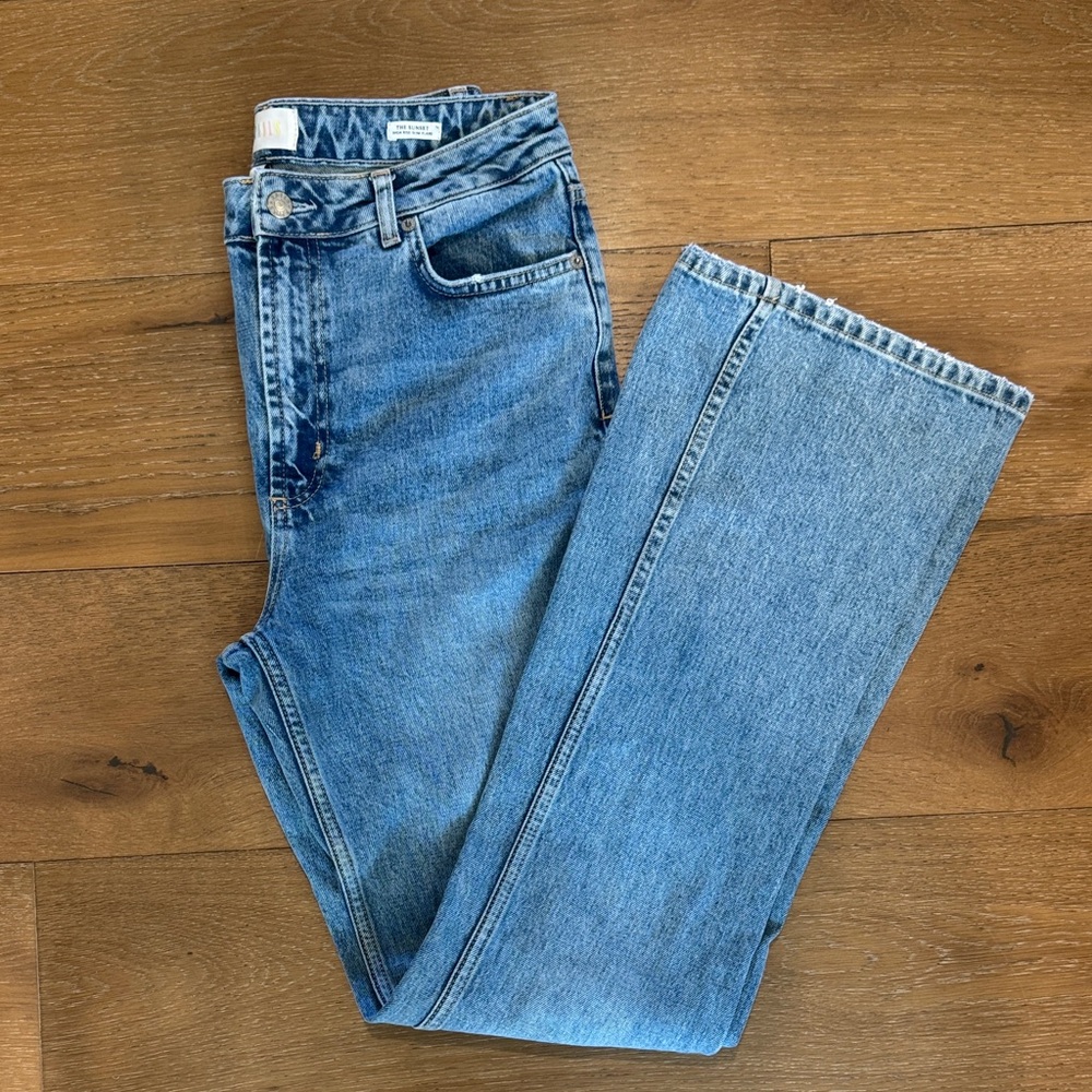 Rails “the Sunset” high-rise slim flare Jeans in Light Blue Denim